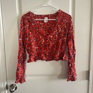 Japna Red Floral Blouse